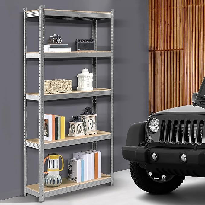 Yaheetech Storage Shelves, 5 Tier Heavy Duty Adjustable Metal Shelving Unit, Industrial Utility Rack for Garage Warehouse Pantry Closet (35.5 W× 12 D × 71 H Inches, Silver)