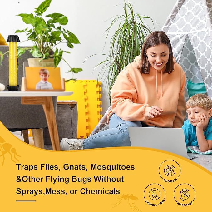 Qualirey 12 Pcs Fly Traps for Indoor Outdoor Hanging Fruit Fly Trap Sticky Mosquito for Home Insect 10 x 2.5 Inches