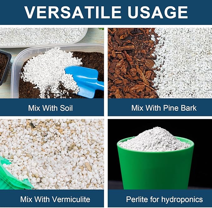 Horticultural Perlite Plants 1qt, Chunky Perlite Bulk for Gardening, Soil Amendments to Improve Soil Aeration & Dranage for Houseplant