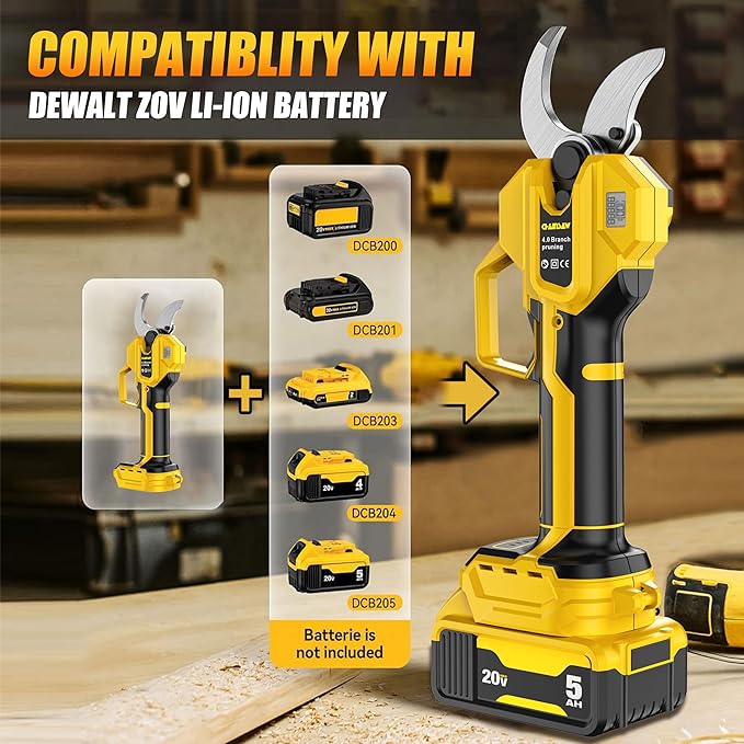 2-IN-1 Electric Pole Pruning Shears Cordless Compatibility with Dewalt 20V MAX Battery, 1.6" Cutting Diameter Pruner, 14.8 FT MAX Extension Pole Saws for Tree Trimming(NO Battery) (Pruning Shears-1)