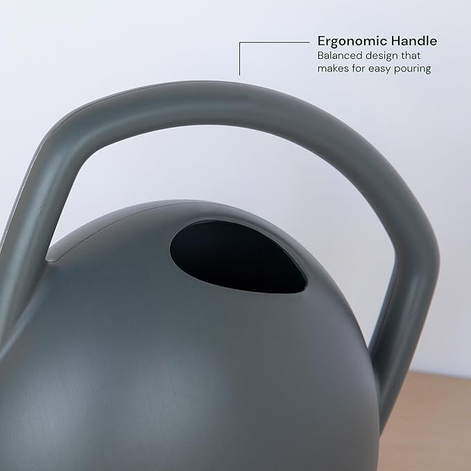Bloem Rhino 2 Gallon (256 Fl Oz) Charcoal Gray Resin Watering Can for Indoor and Outdoor Use