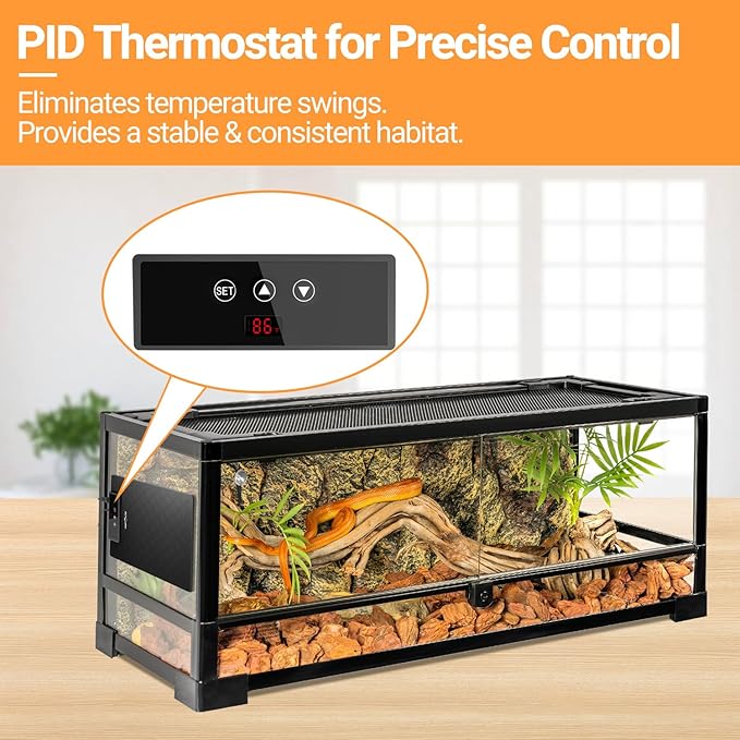REPTI ZOO Reptile Heat Pad 8 in × 12 in, 23W Reptile Heat mat with Adjustable Thermostat for Turtles, Hermit Crabs, Bearded Dragons, Leopard Geckos, Snakes, Lizards