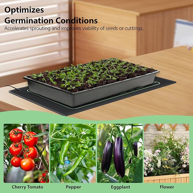 Seedling Heat Mat for Seed Starting, 2 Pack Plant Heat Mats Indoor Germination Growing Gardening Brewing, Waterproof Greenhouses Warming Heating Pad Terrarium Reptile Seed Rooting 10"X20.75"