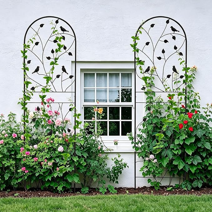 Garden Trellis for Climbing Plants, 71" H x 20" W, 2 Pack Heavy-Duty Metal Garden Trellis, Black Coated Rustproof Trellis for Plants Outdoor, Roses, Ivy, Flowers, and Vines
