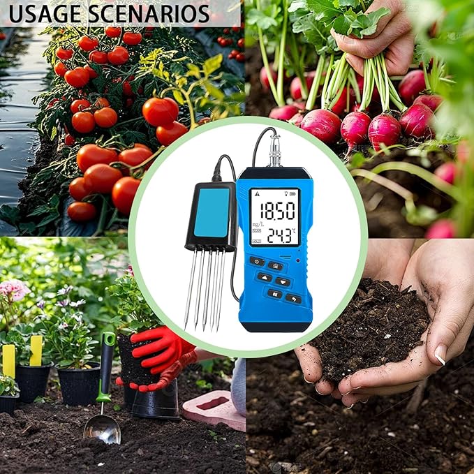 High Accuracy NPK Tester, Digital Soil Meter for PH, Moisture, Nutrient Conductivity, Fertility, Gardening
