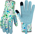 Leather Gardening Gloves for Women Thorn Proof Garden Gloves Touch Screen Working Gloves Gifts,M