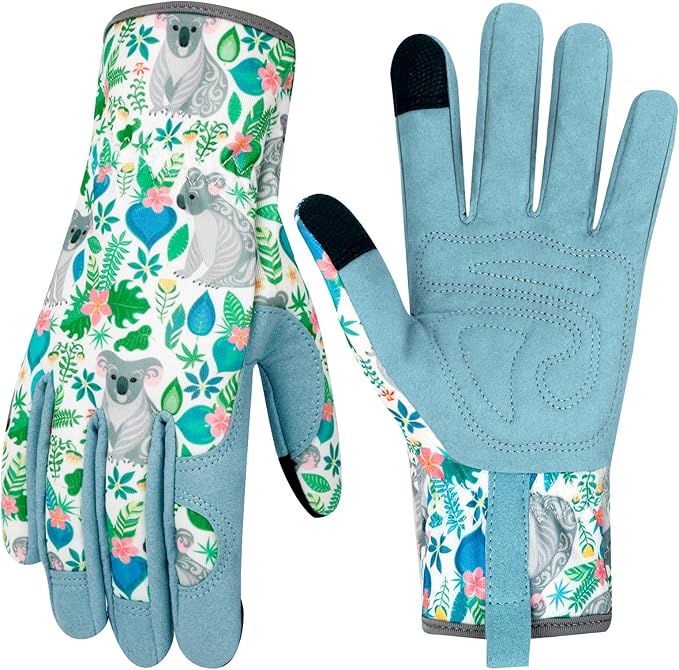 Leather Gardening Gloves for Women Thorn Proof Garden Gloves Touch Screen Working Gloves Gifts,M