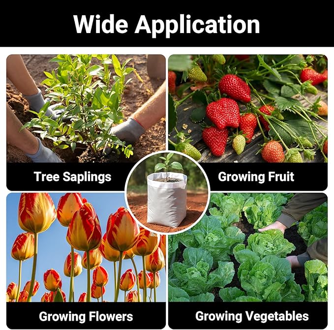 Fabric Grow Bags - 11.8x12.6 inches Breathable Seed Starter Plant Grow Bags for Seedling Pots, Nursery Pots for Plants, 100pcs