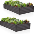 Plant & Plot Galvanized Raised Garden Beds Outdoor // 6×3×1 ft (2-Pack) Planter Raised Beds for Gardening, Vegetables, Flowers // Large Metal Garden Box // Patented Tool-Free Design (Dark Gray)