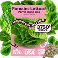 SVI 3750 Parris Island Cos Romaine Lettuce Seeds (Lactuca Sativa) – Green Leaf Lettuce Romaine Seed Packets – Disease Resistant, Heirloom Vegetable Seeds for Outdoor Vegetable Garden