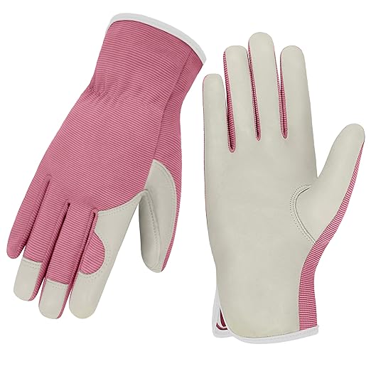 Gardening Gloves, Garden Gloves for Women and Men, Thorn Proof Working Gloves, Durable Leather Work Garden Gloves for Yard & Outdoor Work, Purple, XL