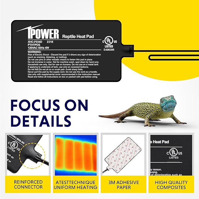 iPower 4X7 Inch Reptile Heating Pad and Digital Heat Mat Thermostat, Terrarium Heat Mat for Amphibious Pets