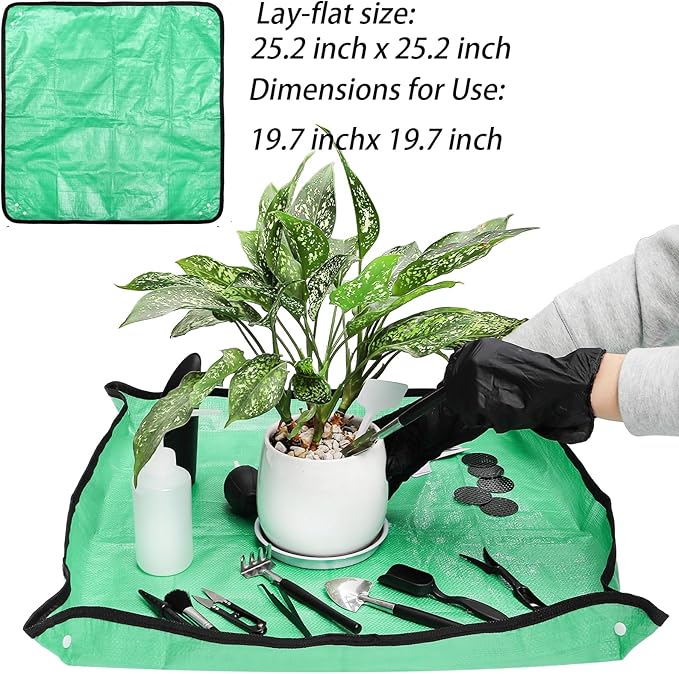 TOPZEA 30 Pcs Mini Succulent Gardening Tools Set, 19.7" Indoor Plant Repotting Mat with 29 Pcs Miniature Garden Hand Transplanting Tools, Succulent Bonsai Care Kit for Houseplant, Fairy Garden Care