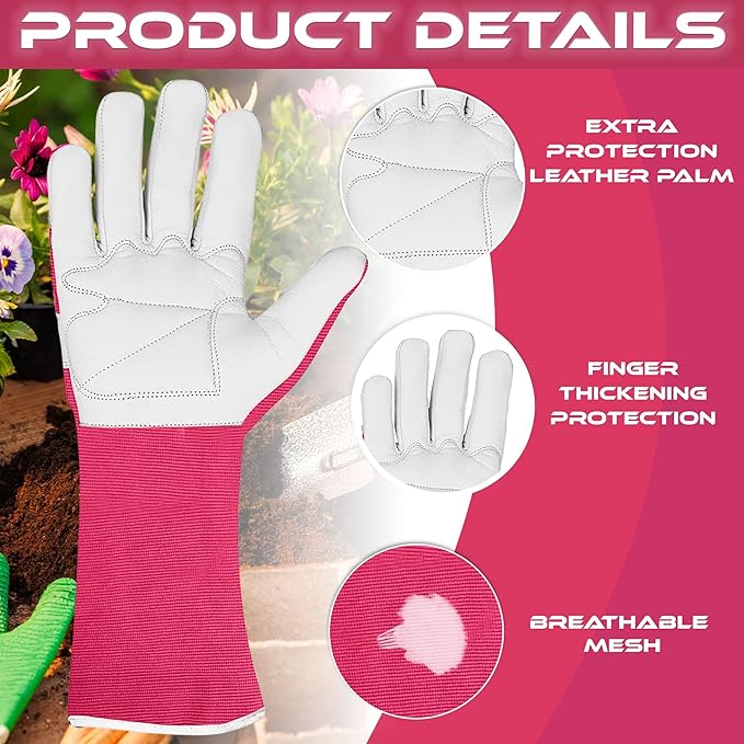 Long Gardening Gloves Leather Ladies Men Women Durable Goatskin Garden Gloves Forearm Thorn Proof Work