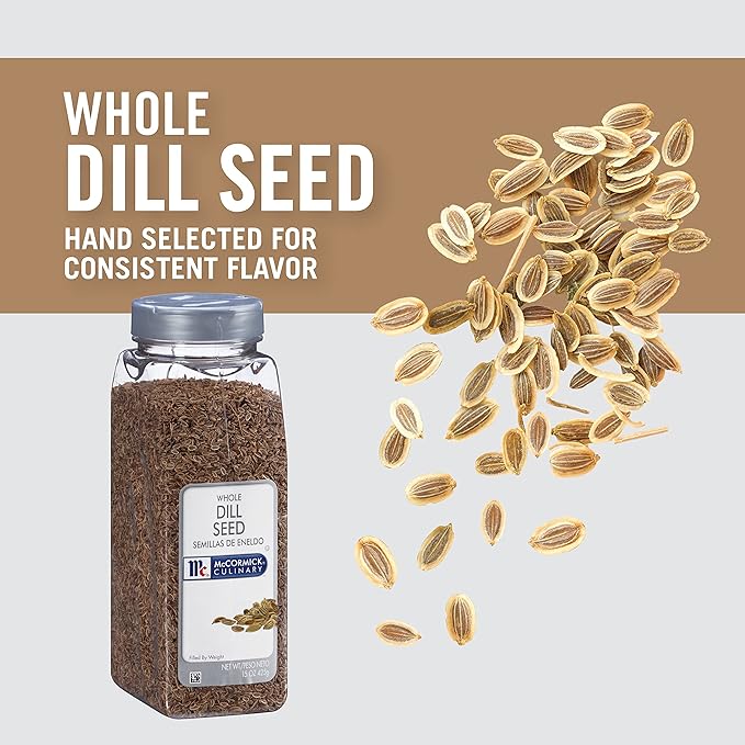McCormick Culinary Whole Dill Seed, 15 oz - One 15 Ounce Container of Dill Seed Spice, Versatile for Use in Salads, Dressings, Bread, Entrees, Pickling and More (Pack of 2)