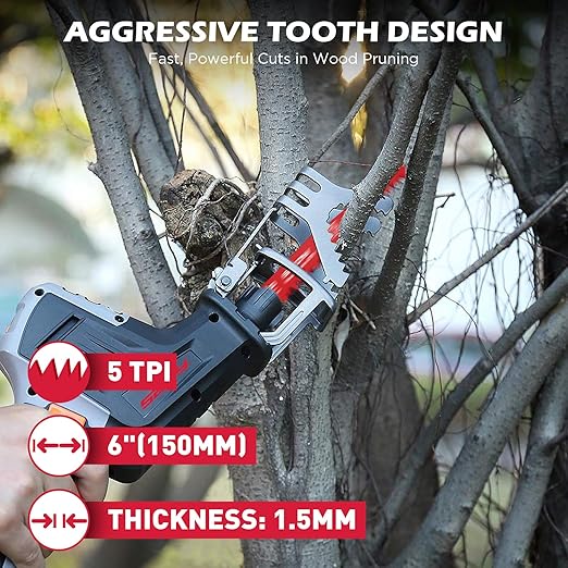 SEDY 6 Inch Reciprocating Saw Blades for Wood Pruning, 5TPI Tree & Green Wood Cutting Blades with Organizer Case, Fast Aggressive Cut, 6 Pack