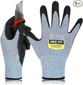 DEX FIT Level 5 Cut Resistant Gloves Cru553, 3D-Comfort Fit, Firm Grip, Thin & Lightweight, Touch-Screen Compatible, Durable, Breathable & Cool, Machine Washable; Blue XL (10) 3 Pairs
