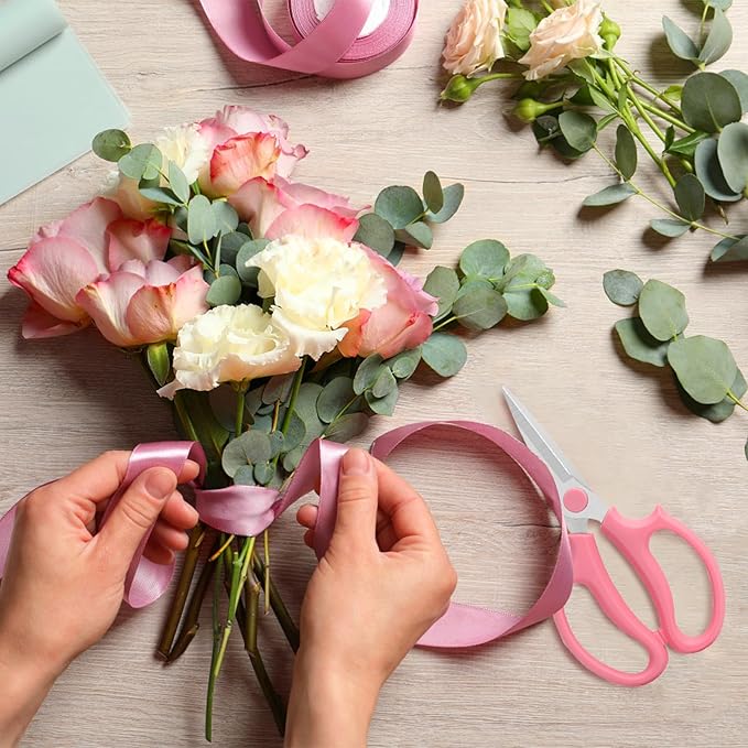3 Pcs Pink Garden Flower Shears,Premium Floral Scissors with Comfortable Handles,Stainless Steel Floral Scissors Shears for Flower Arrangement,Gardening Tool