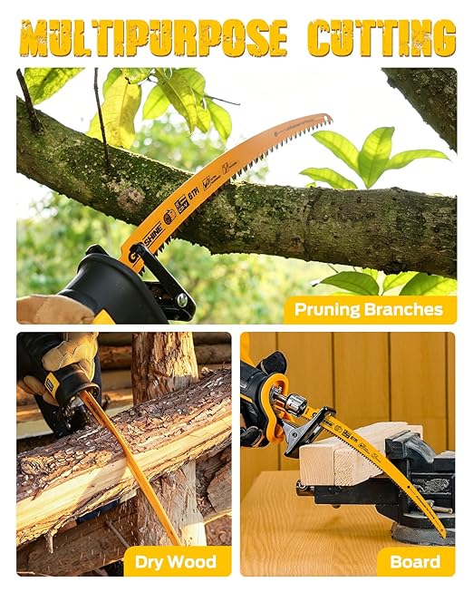 Goshine 5 Pack Japanese Teeth Reciprocating Saw Blades,15" Arc Curved Wood Pruning Sawzall Blades for Tree Trimming & Wood Cutting, with Storage Box(6TPI)