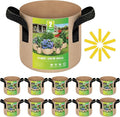 iPower 10-Pack 2 Gallon Plant Grow Bags Thickened Nonwoven Aeration Fabric Container Heavy Duty Durable Pots, Strap Handles for Garden, Tan