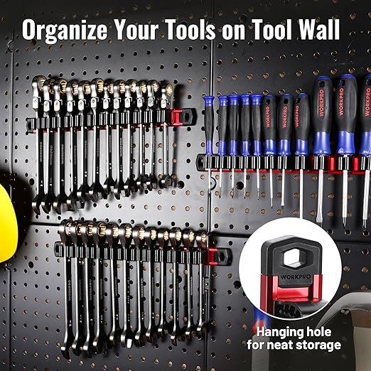 WORKPRO Magnetic Screwdriver Organizer and Wrench Organizer, Aluminum Rail Magnetic Tool Organizer, Tool Holder, Toolbox Organization, 36-Slot Screwdriver and Wrench Holder (Tools not Included)