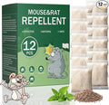 Mouse Repellent Pouches - 12 Pack Extra Strength Peppermint Oil Rodent Deterrent - Natural Indoor & Outdoor Protection for Garage, Storage, RV, Attic & Car - Plant-Based Rat & Squirrel Repeller