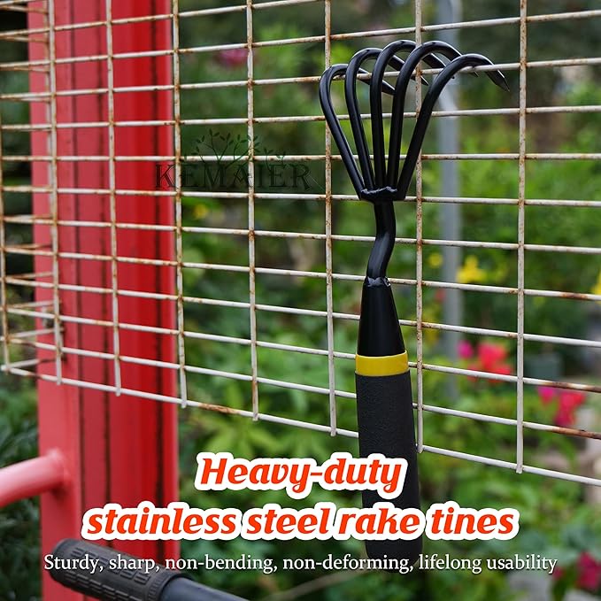 KEMAIER Heavy Duty Garden Trowel and Stainless Steel Hand Cultivator