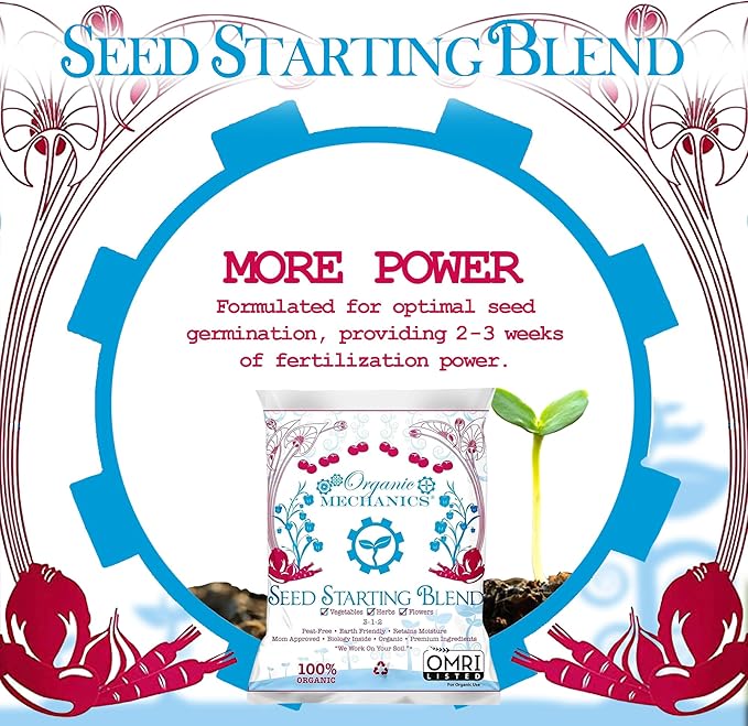 Organic Mechanics Seed Starting Potting Soil Blend, 16 Quarts – Provides Optimal Seed Germination with Coconut Coir, Aged Pine Bark, Rice Hulls, and Worm Castings – Peat-Free & Eco-Friendly