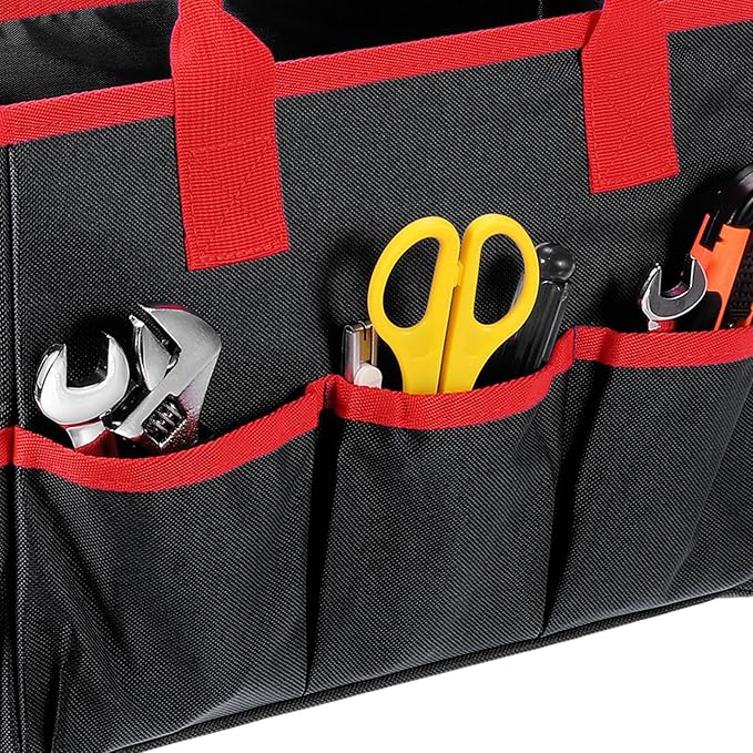 HARFINGTON Garden Tool Bag 12.99" x 5.91" x 8.66" Large Oxford Tote Bag with Pockets Gardening Plant Tool Organizer Storage Carrier Store for Outdoor Women Men, Black