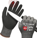 Schwer ProGuard Highest Level Cut Resistant Work Gloves PR3326 for Extreme Protection，ANSI A9 Cut Gloves with Reinforced Thumb, Non Slip, Breathable, Durable, Touch-screen, Black 1 Pair（S）