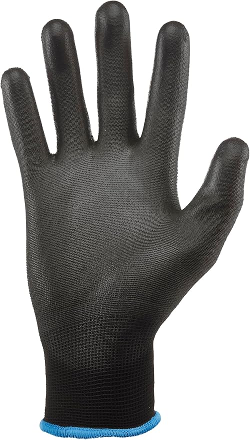Gorilla Grip Work Gloves, Never Slip Maximum Grip All-Purpose, Gloves for Men, Superior in Wet, Dry, Oily Conditions, Polymer Palm, Large Size, 15 Pairs, Black/Blue | 25042-25