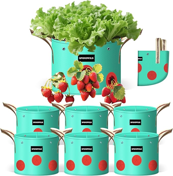 7 Pack 10 Gallon Grow Bags Heavy Duty 180G Thickened PE Plant Pots with 8 Breathable Holes Design