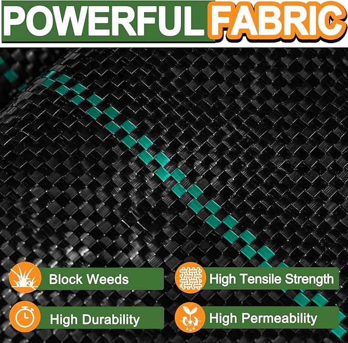 Weed Barrier Landscape Fabric Heavy Duty, 4FT x 200FT Thicken Garden Fabric Weed Mats Cloth, Durable Weed Control Mulch Breathable for Landscaping Weed Blocker Garden Bed Cover
