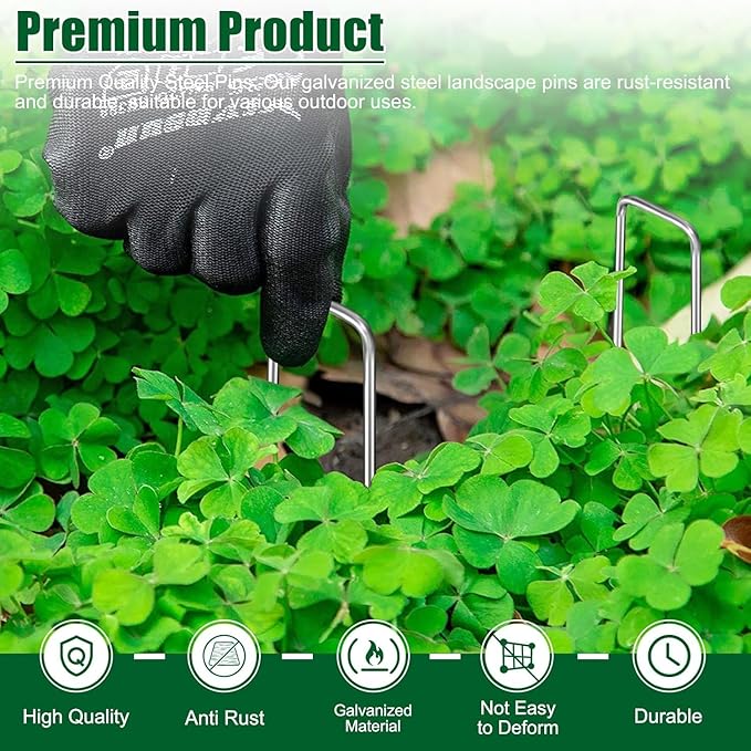 OUPSAUI 10 Inch Galvanized Landscape Staples Stakes, 12/25/50/100/200pcs Garden Metal Stakes for Weed Barrier Fabric, Fence Stakes, Tent Stakes, Christmas Decorations (200pcs)