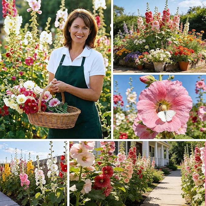 Hollyhock Seeds 3000+ Bulk Pack - Mixed Colors Perennial Heirloom Non-GMO, Easy to Grow, Attracts Pollinators Butterflies & Bees, Ideal for Borders, Cottage Gardens & Outdoor Landscaping & Backyard