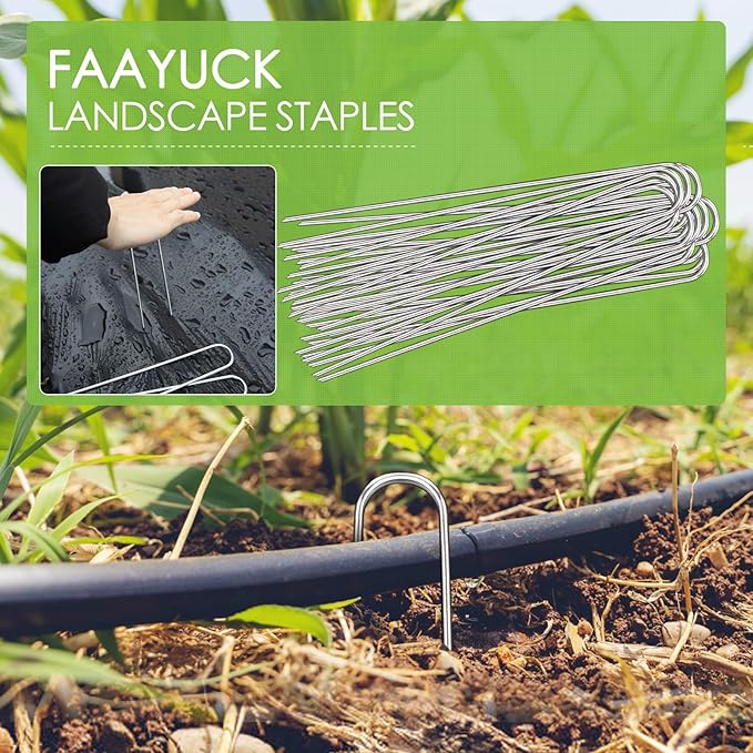 8 Inches Garden Stakes, 50 Pack Galvanized Landscape Staples Heavy Duty 8 Gauge U-Shaped Tent Stakes for Outdoor Decorations, Ground Stakes for Weed Barrier Fabric, Irrigation Tubing, Fence