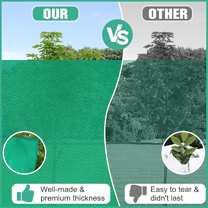 Winter Plant Covers Freeze Protection- 2 Pack 47" x 71" Winter Frost Covers with Zipper & Drawstring,Thickened Frost Cloth Blankets for Outdoor Plants,Tree,Potted,Shrub,Anti-Freeze & Animal Protection