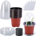 EBaokuup 10 Pack Self Watering Seed Starter Pot, 3 Inch Automatic Watering Plant Nursery Pots with Humidity Dome, Red Self Watering Nursery Pots for Potted Plants Seed Germination