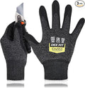 DEX FIT Level 5 Cut Resistant Gloves Cru553, 3D-Comfort Fit, Firm Grip, Thin & Lightweight, Touch-Screen Compatible, Durable, Breathable & Cool, Machine Washable; Black Grey S (7) 3 Pairs