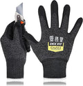 DEX FIT Level 5 Cut Resistant Gloves Cru553, 3D-Comfort Stretchy Fit, Power Grip, Professional Grade, Thin, Touch-Screen Compatible, Durable, Machine Washable; Black Gray S (7) 1 Pair