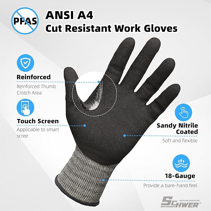 Schwer AIR-SKIN Cut Resistant Gloves AR5918 with Extreme Lightweight&Thin, Level 5 Wire Metal Gloves for Refined Work, Touch-screen, 3D-Comfort Fit, Breathable, Black 2 Pairs (S)
