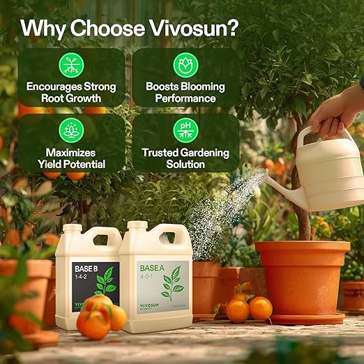 VIVOSUN Liquid Nutrients Base A & B Bundle, Grow Big Hydroponic Fertilizer, Supports Vegetative and Flowering Stages for Outdoor, Indoor Plants, Best Plant Food, Set of Quarts (Pack of 2)
