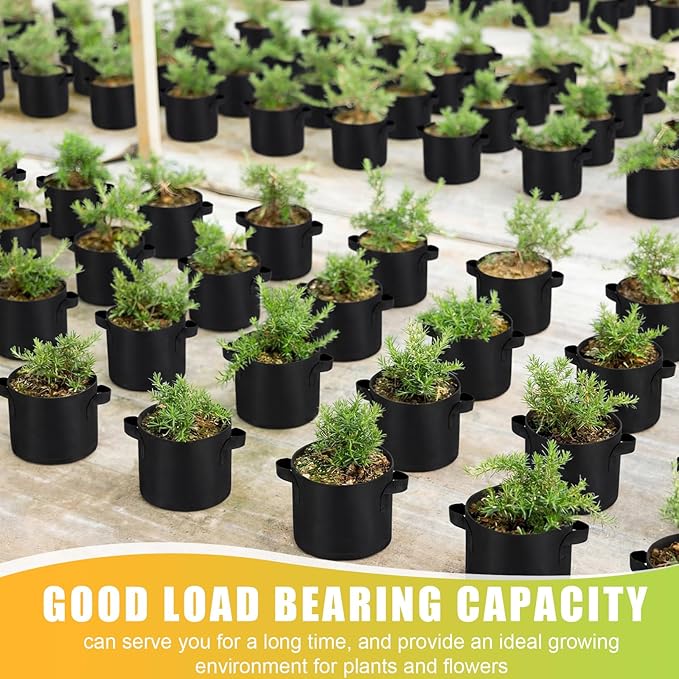 Nuanchu 36 Packs Grow Bags Bulk Aeration Fabric Pot with Handles Thickened Nonwoven Garden Bags to Healthy Root Growth Vegetables Heavy Duty Grow Pots Planting Planter for Flower Fruits (1 Gallon)