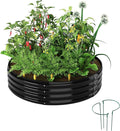 ZFHgarden Galvanized Metal Planter Round Raised Garden Bed Kit for Gardening Outdoor，2x2x1ft Grow Garden Box Raised Flower Bed，Round Galvanized Planter Outdoor Metal Fire Pit Ring Black