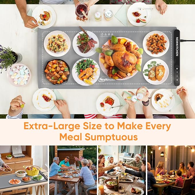 Warming Mat for Food, (XXL 36"x16") Food Warming Mat for Countertop Upgrade Graphene Fast Full Surface Heating -Versatile Food Warmer for Gatherings, Parties, Everyday Use