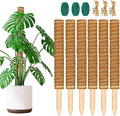ALENEY Moss Pole, 6 Pack 17inch Monstera Plant Support Stackable Moss Poles for Plants, Coir Totem Pole Tall Moss Pole for Climbing Plants, Sphagnum, Indoor Potted Plants