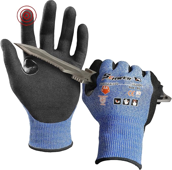 Schwer A4 AIR-SKIN Cut Resistant Work Gloves with Extreme Lightweight & Thin, Grip Glove for Fishing, Refined Work, Gardening Gloves for Yard, Touchscreen, 3D-Comfort Fit, Men Women Gifts, AR3900, L