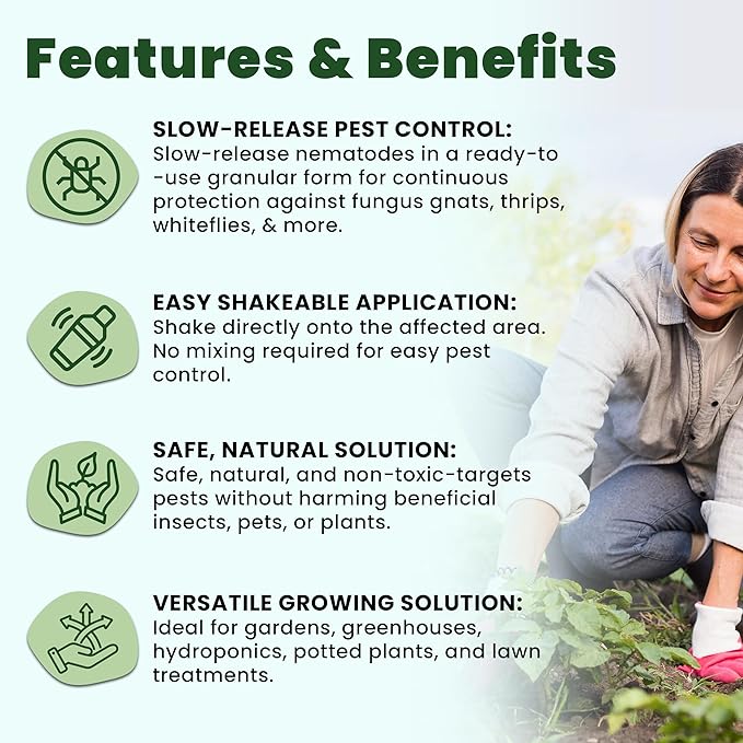 The Environmental Factor NemaKnights Slow-Release Nematodes - Biological Pest Control for Fungus Gnats, Thrips, & Whiteflies (280g, Treats Up to 50 Planters)