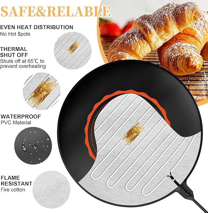 Bread Proofer Warming Mat,11.8" Sourdough Starter Warmer with Thermostat Temperature Control for Dough Proofing Yogurt Fermentation