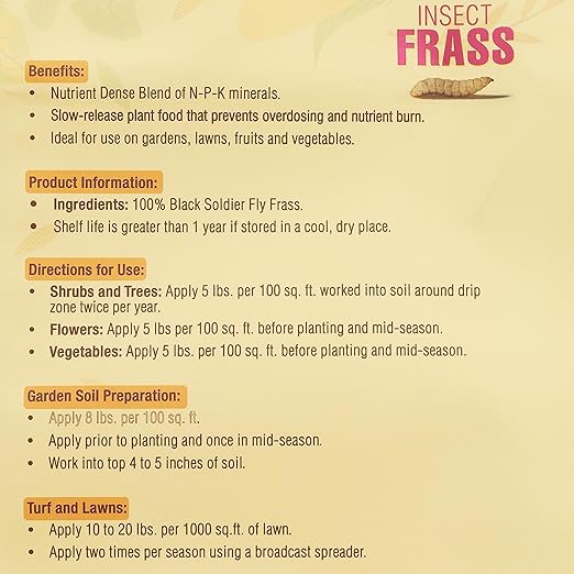 Organic Insect Frass Fertilizer – All Purpose Plant Food & Soil Amendment, Enhances Soil Health, Root Development & Plant Growth – Ideal for Houseplants, Flowers, Vegetables & Lawns (3 lb)